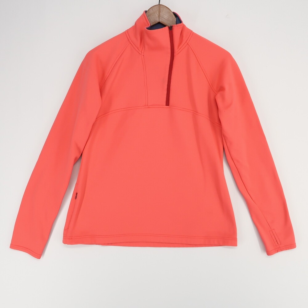 Title Nine Sweatshirt Womens M Coral Quarter Zip Thumbholes Activewear Fleece